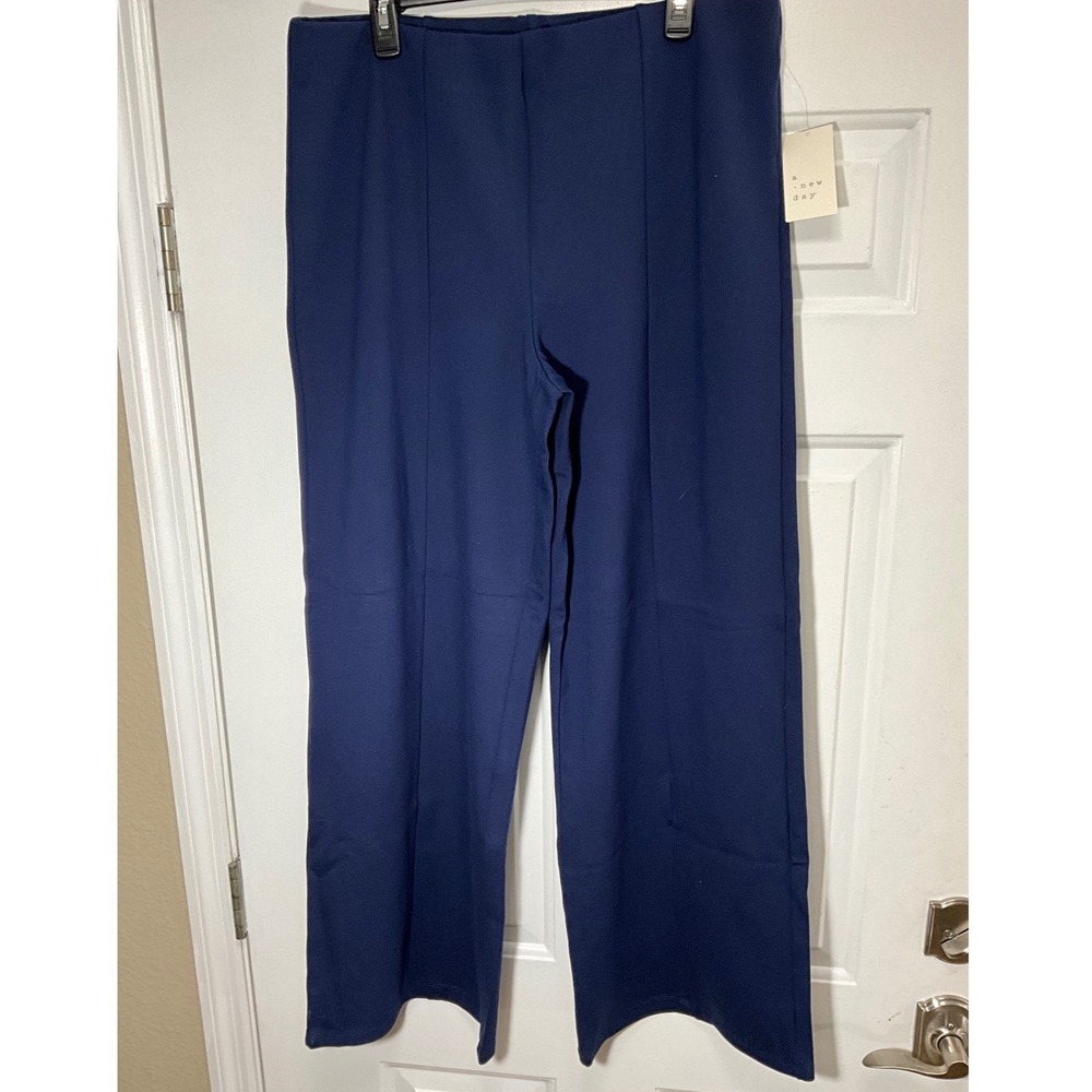 A New Day Navy Blue High-Rise Flare Pants Women Size XL NWT Stretch Trousers